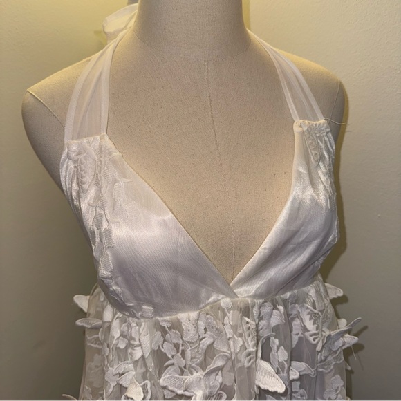 American Threads Women’s L White Butterfly Babydoll Mini Dress - Picture 6 of 11